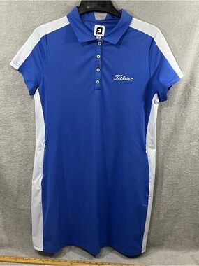 FootJoy Polo Dress Womens Large Titleist Blue White Performance Golf Tennis